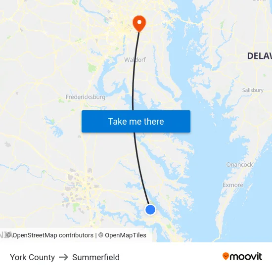 York County to Summerfield map