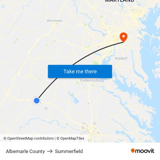 Albemarle County to Summerfield map