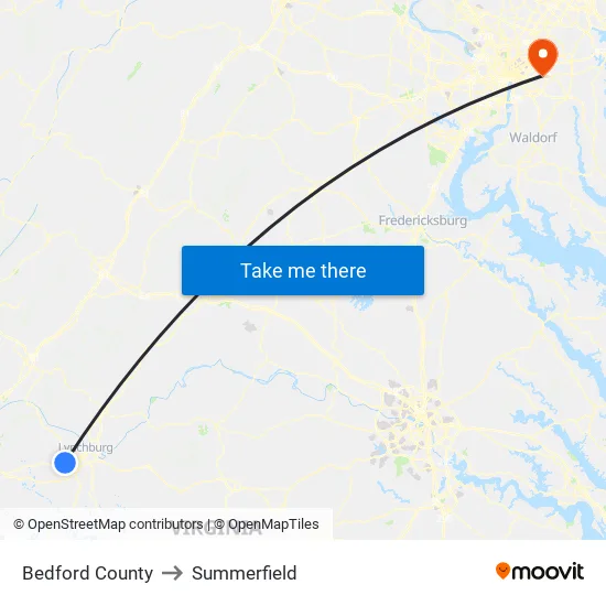 Bedford County to Summerfield map