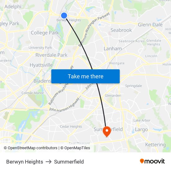 Berwyn Heights to Summerfield map