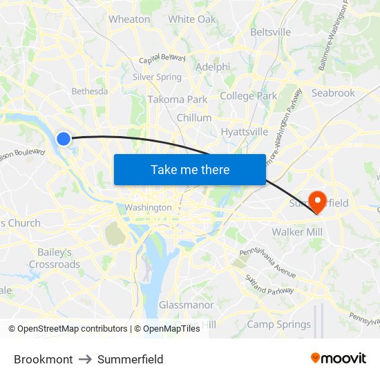 Brookmont to Summerfield map