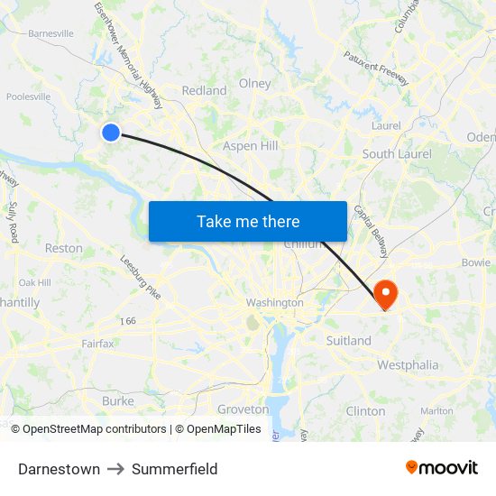 Darnestown to Summerfield map