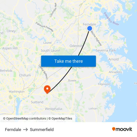 Ferndale to Summerfield map