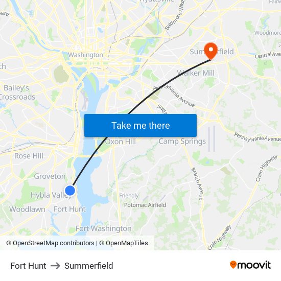 Fort Hunt to Summerfield map