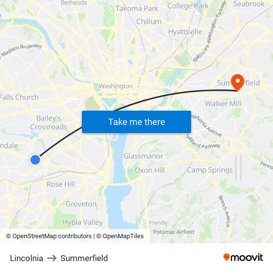 Lincolnia to Summerfield map