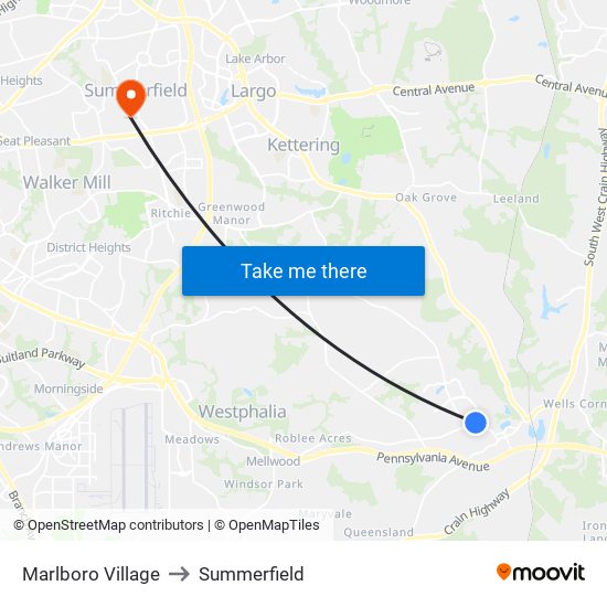 Marlboro Village to Summerfield map