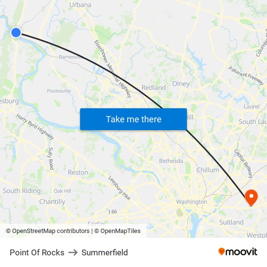 Point Of Rocks to Summerfield map