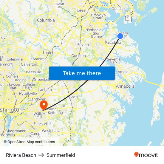 Riviera Beach to Summerfield map