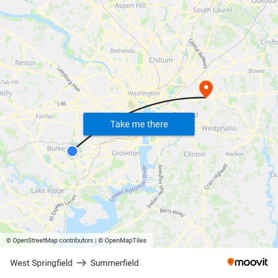 West Springfield to Summerfield map