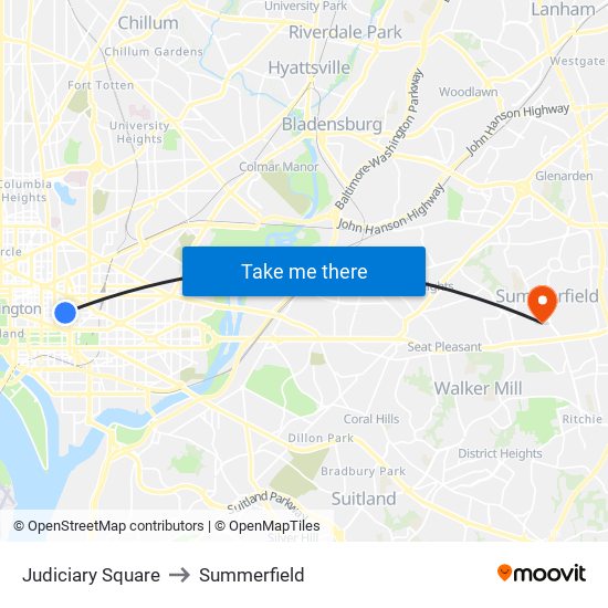 Judiciary Square to Summerfield map