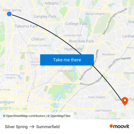 Silver Spring to Summerfield map