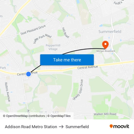 Addison Road Metro Station to Summerfield map