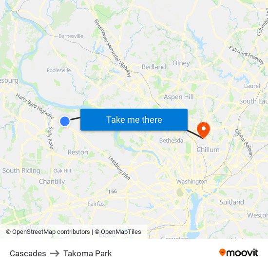 Cascades to Takoma Park map