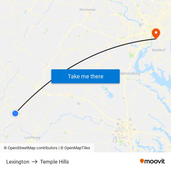 Lexington to Temple Hills map