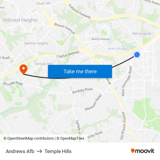 Andrews Afb to Temple Hills map