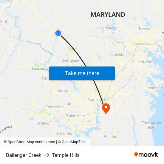 Ballenger Creek to Temple Hills map