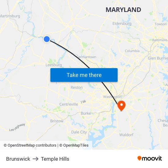 Brunswick to Temple Hills map