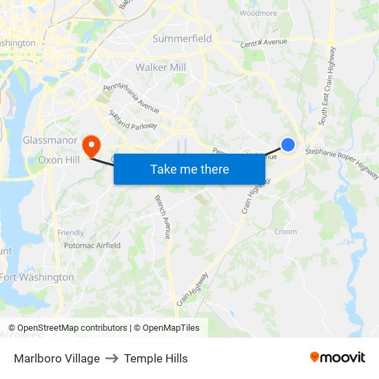 Marlboro Village to Temple Hills map