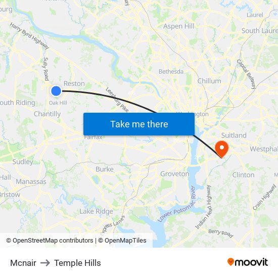 Mcnair to Temple Hills map