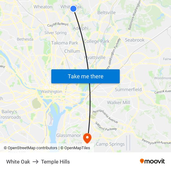 White Oak to Temple Hills map