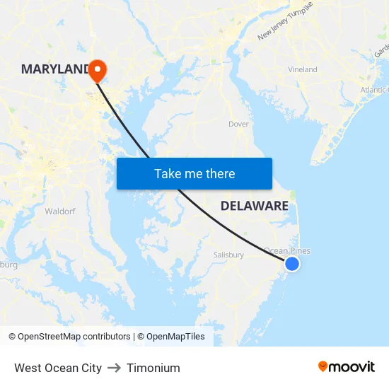 West Ocean City to Timonium map