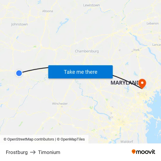 Frostburg to Timonium map