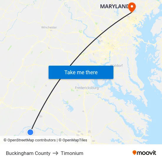 Buckingham County to Timonium map