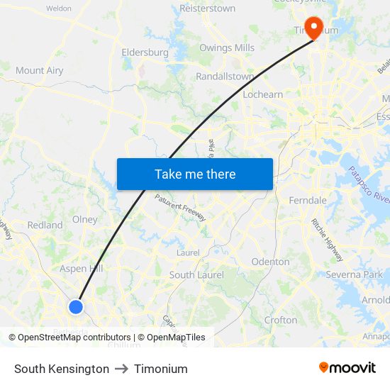 South Kensington to Timonium map