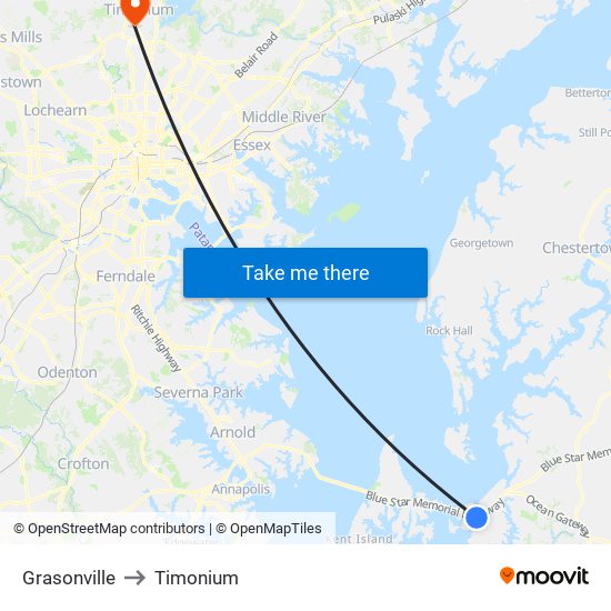 Grasonville to Timonium map