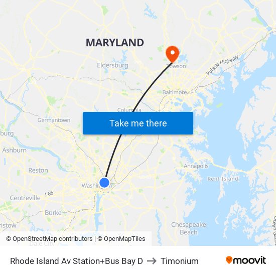 Rhode Island Ave-Brentwood+Bay D to Timonium map