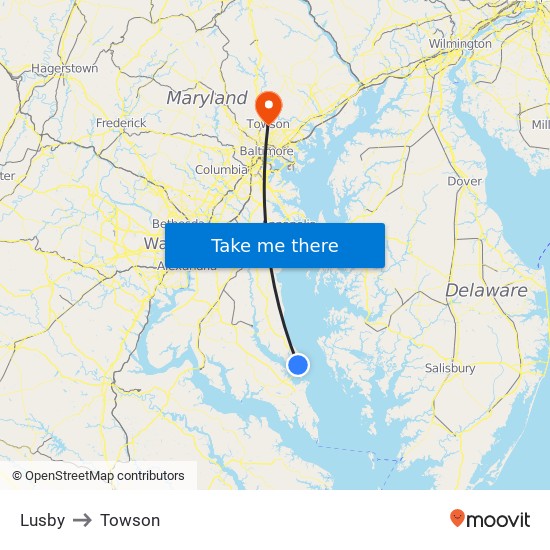 Lusby to Towson map