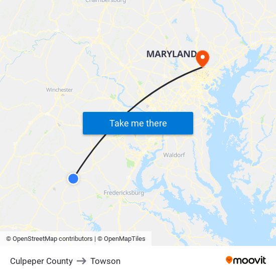 Culpeper County to Towson map