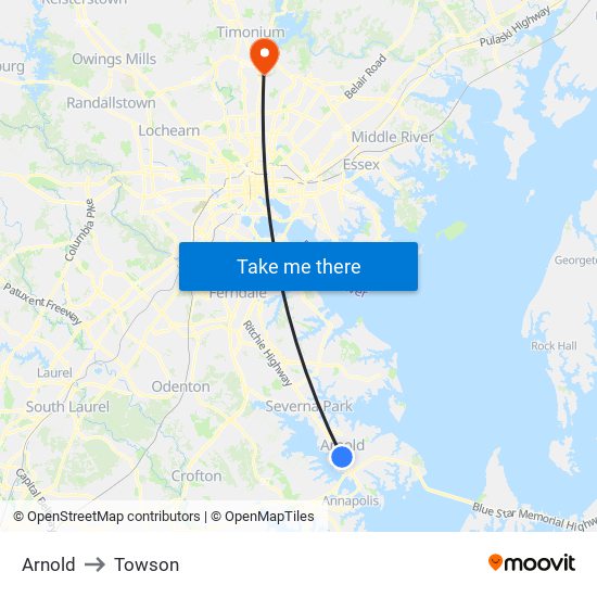 Arnold to Towson map