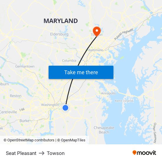 Seat Pleasant to Towson map