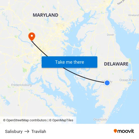 Salisbury to Travilah map
