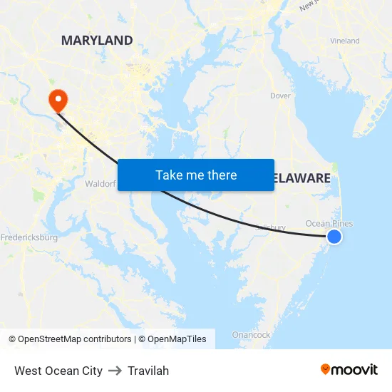 West Ocean City to Travilah map