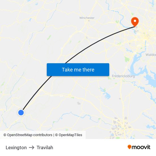 Lexington to Travilah map