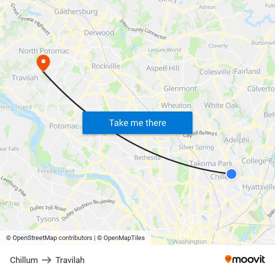 Chillum to Travilah map