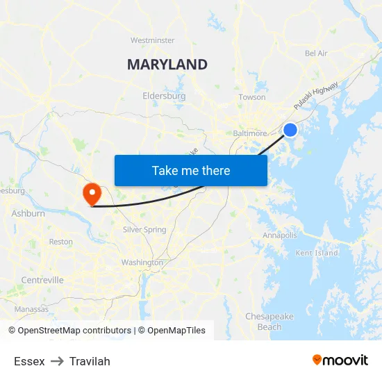 Essex to Travilah map