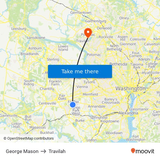 George Mason to Travilah map