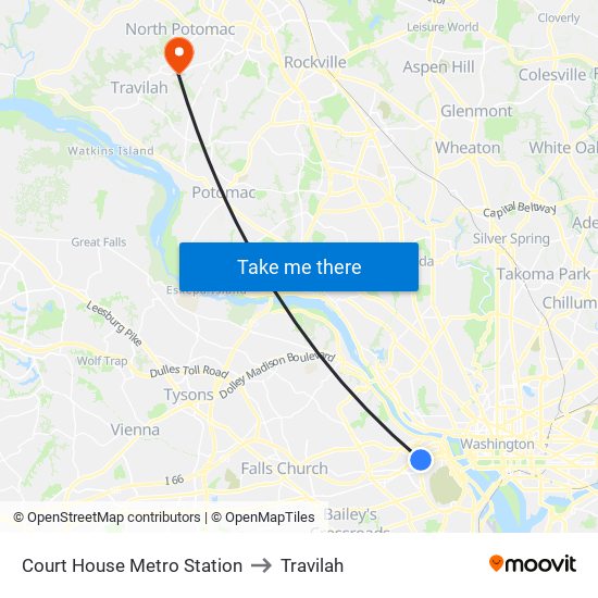 Court House Metro Station to Travilah map