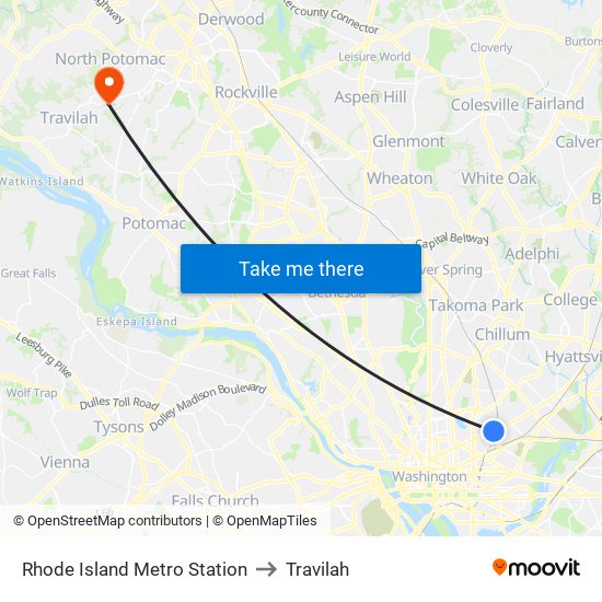 Rhode Island Metro Station to Travilah map