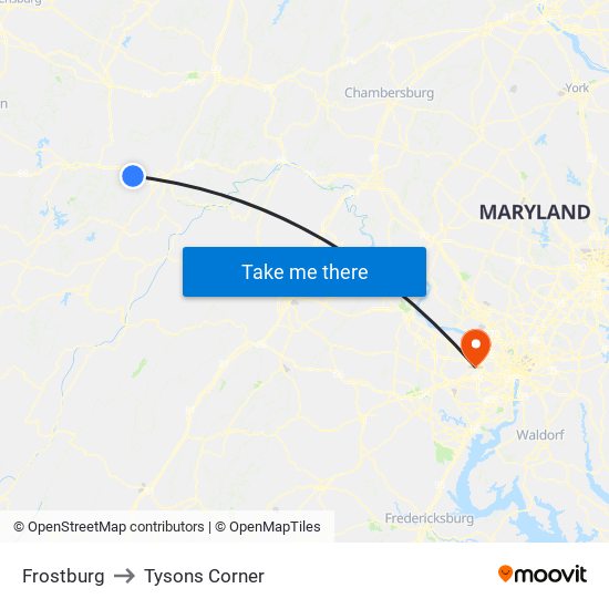 Frostburg to Tysons Corner map