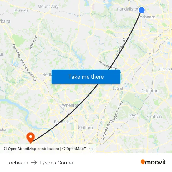 Lochearn to Tysons Corner map