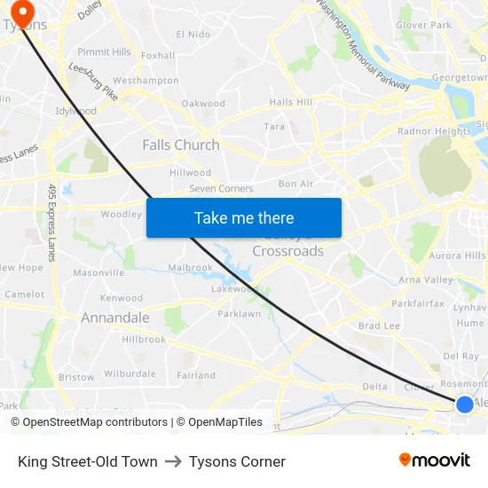 King Street-Old Town to Tysons Corner map