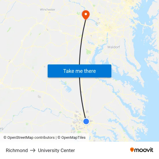 Richmond to University Center map