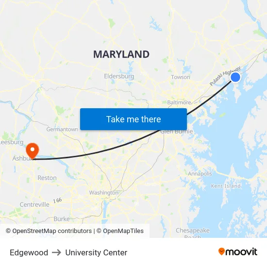 Edgewood to University Center map