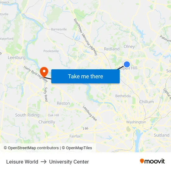 Leisure World to University Center map