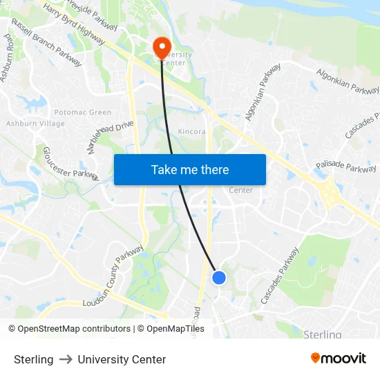 Sterling to University Center map