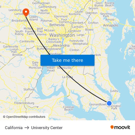 California to University Center map